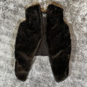 Armani Exchange Vest Women’s Black Faux Fur L Ribbed Knit Fashion Layer